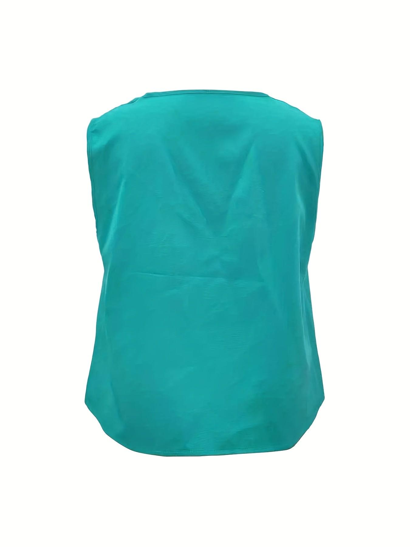 Women's Sleeveless Cowl Neck Tank Top 2025, V Neck Draped Casual Blouse, Elegant Office Workwear, Trendy Daily Wear, Chic Streetwear, Versatile for Brunch, Date Night, Vacation, Business Casual, Layering Top, Women's Teal All-Match Dressy Casual Sleeveles