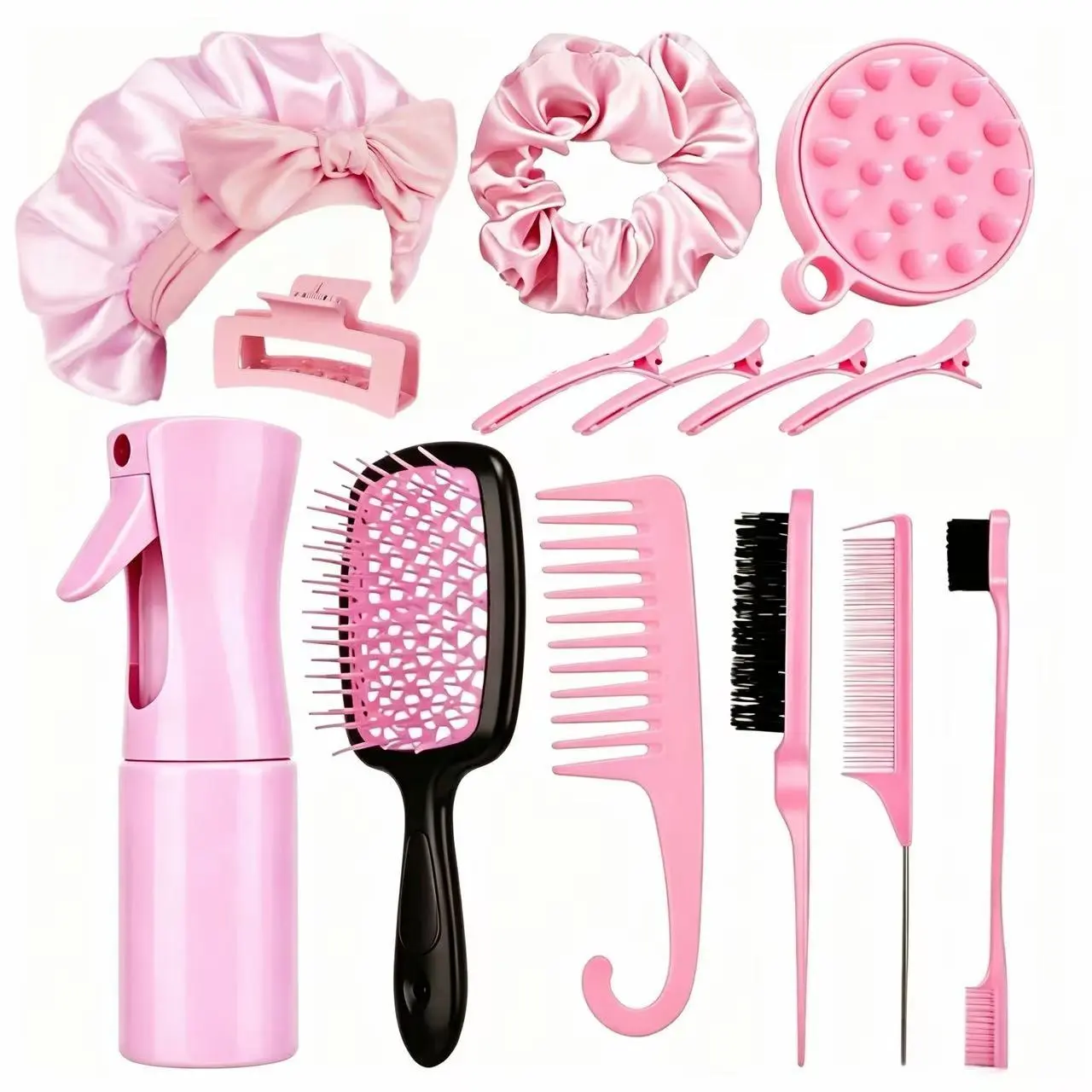 Eenty  14-Piece Curly Hair Brush Set,Detangling Kit with Edge Brush, ScalpMassager & Spray Bottle,Daily StylingEssentials
