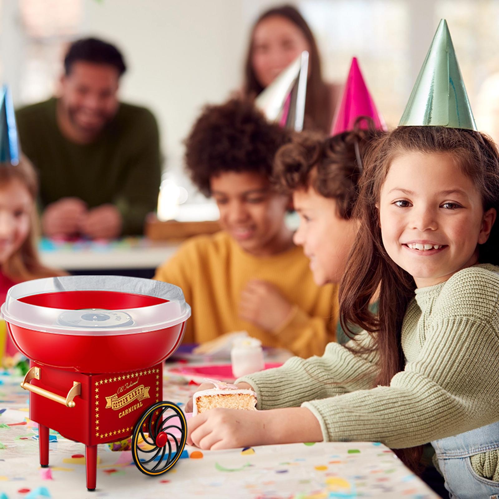 FOHERE Cotton Candy Machine,  Home Candy Maker with a Scoop and 10 Sricks for Kid Fun, Family Parties, Chrismas Gift, Red Vintage, Easy to Operate & Clean