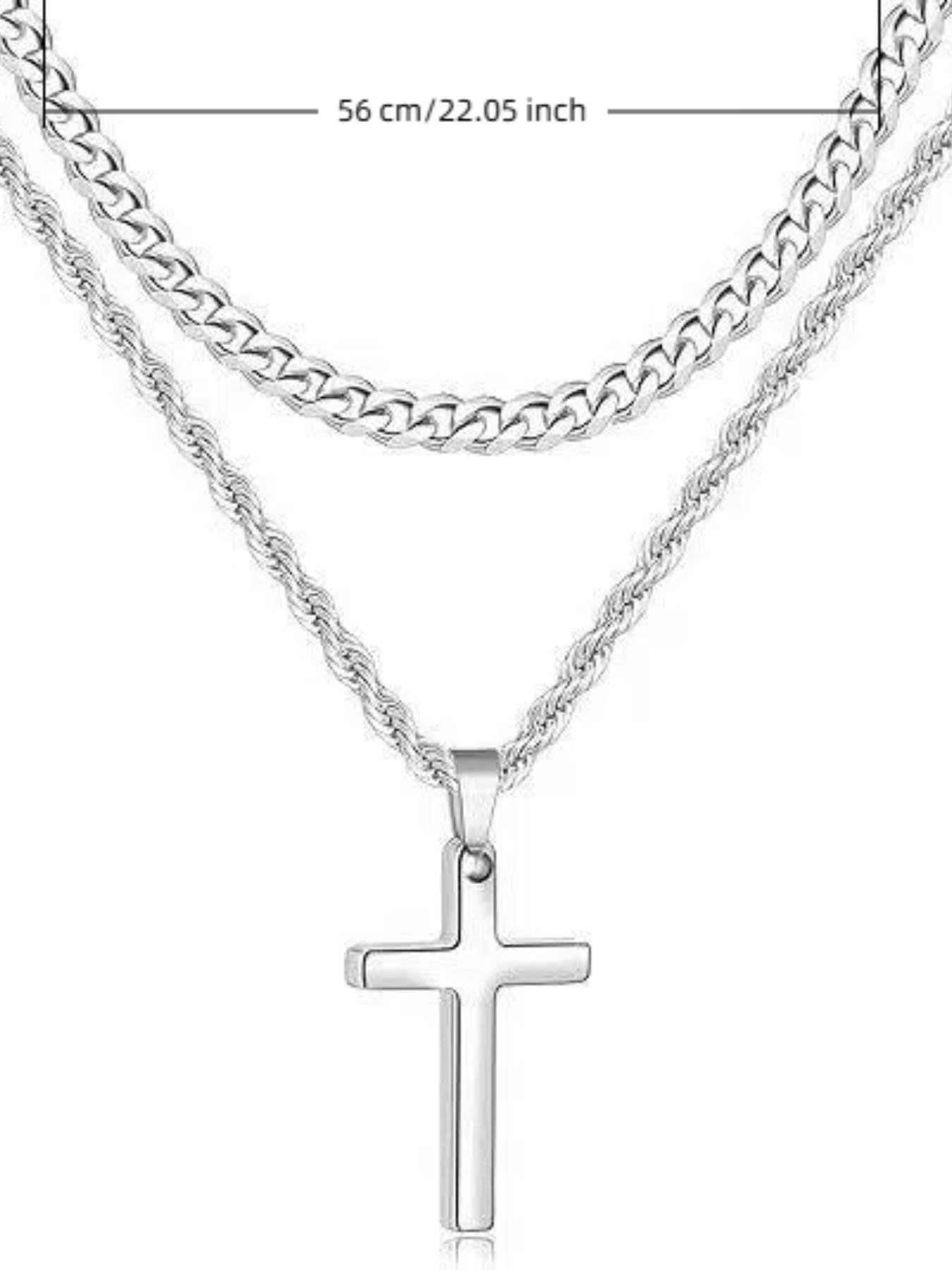 Cross Pendant Necklace for Men, Versatile and Cool, Long Sweater Chain, Unique Hip-Hop Style, Perfect for Everyday Wear
