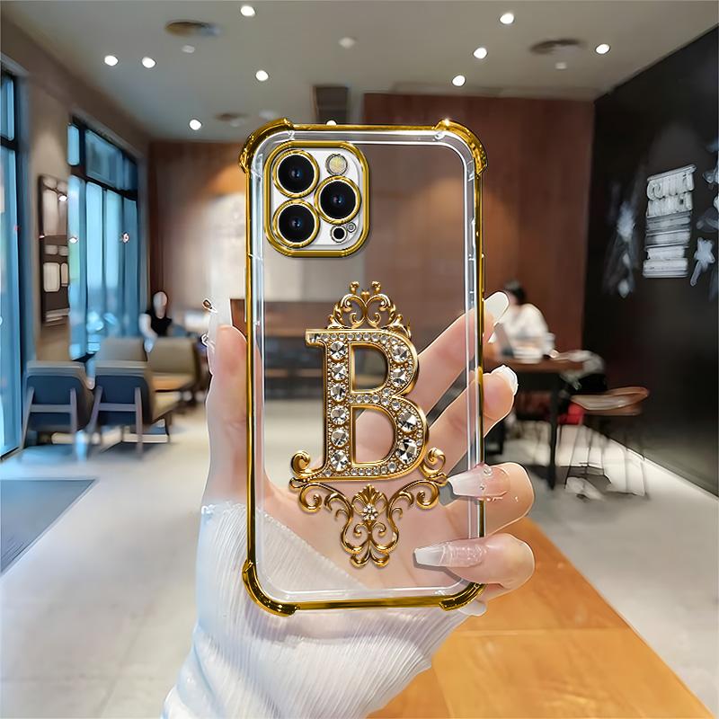 Suitable for [iPhone 12 Pro Max] high-end phone case🥰，Features a premium-look printed design—not actual 3D diamond studs，Choose from any of the 26 letters. YM99