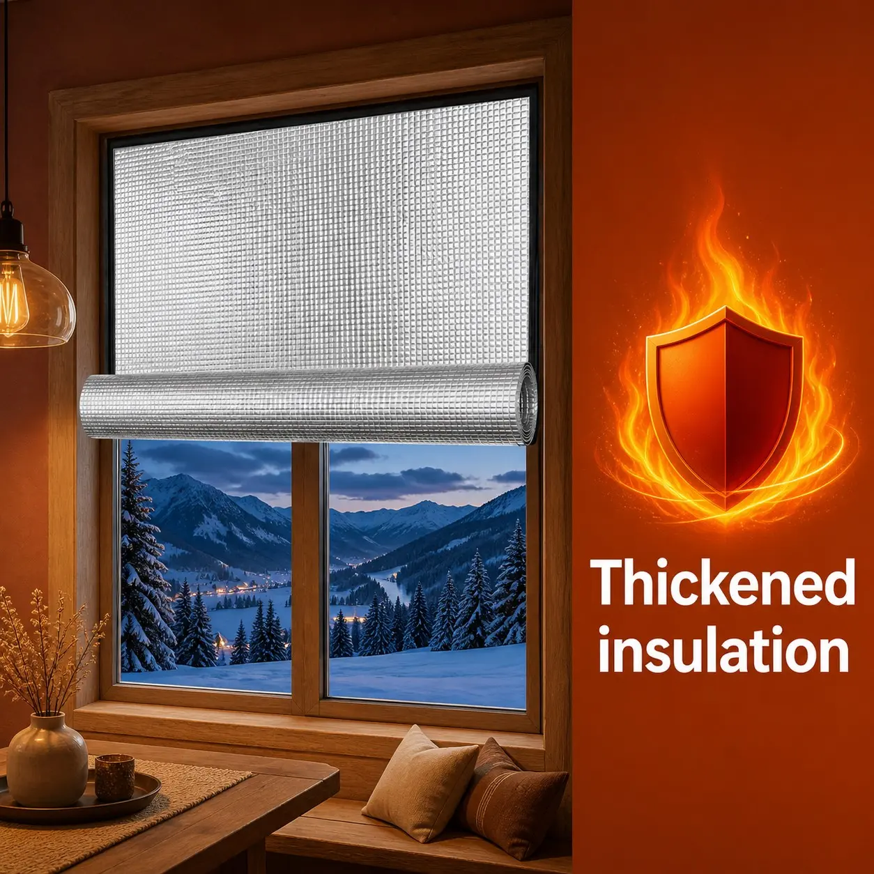Winter Thickened Window Insulation Curtain, Thermal Insulated Curtain, Windproof Heat Retention Sealing Film, Reusable Energy Saving Warmth Keeper for Bedroom Living Room Office