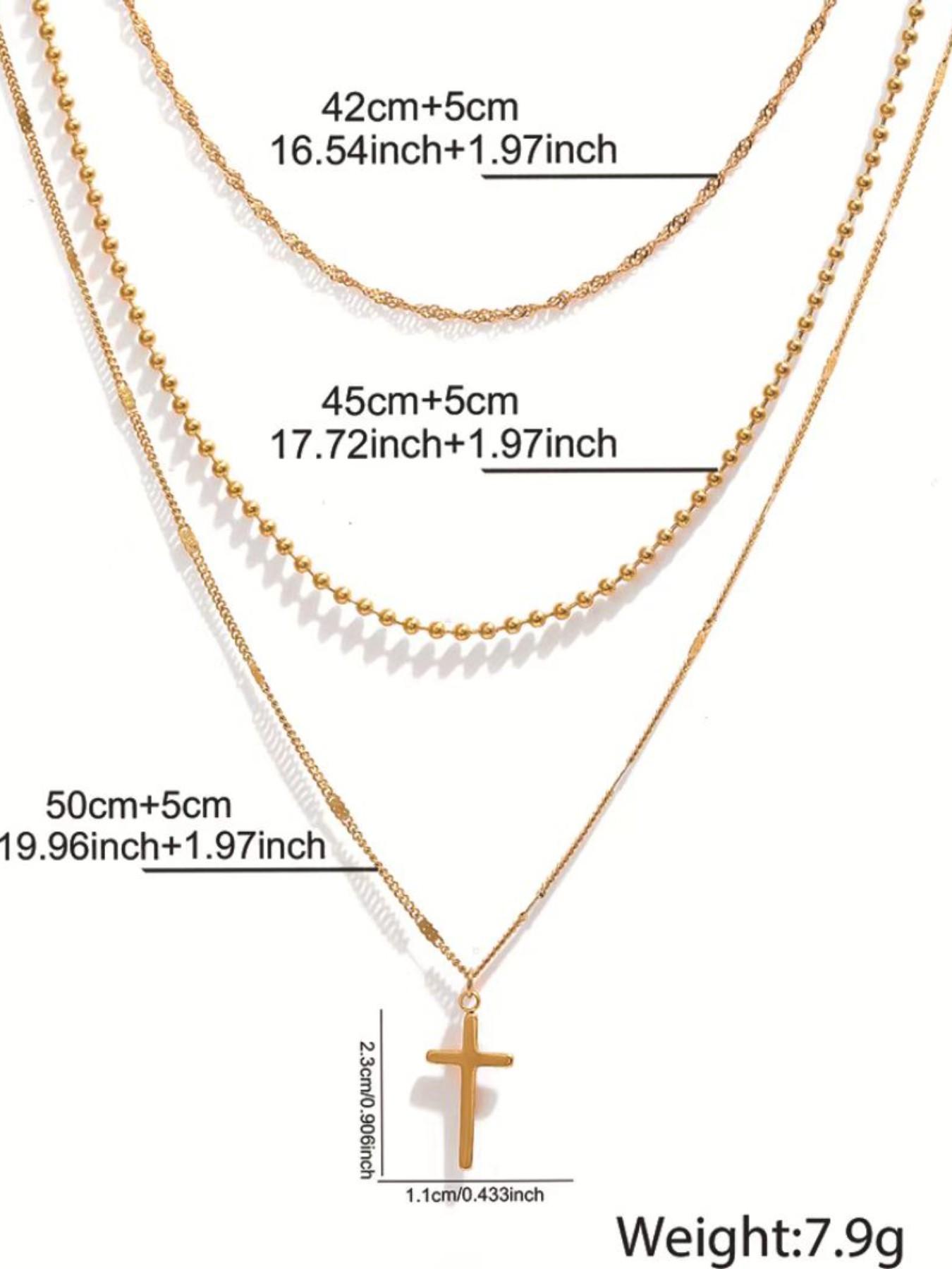 Layered Cross Pendant Necklace, Simple Fashion Clavicle Chain, Stylish Multi-Layer Design, Perfect for Daily Wear