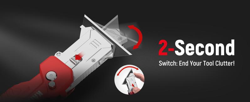 KAIWEETS Utility Knife Scraper,  2-in-1 Folding Box Cutter with Blade Storage,Retractable Design, Heavy Duty Zinc Alloy Body, Folding Knife, SK2 Black Blades replacement, DIY Tool,EDC Tool for Home, Office