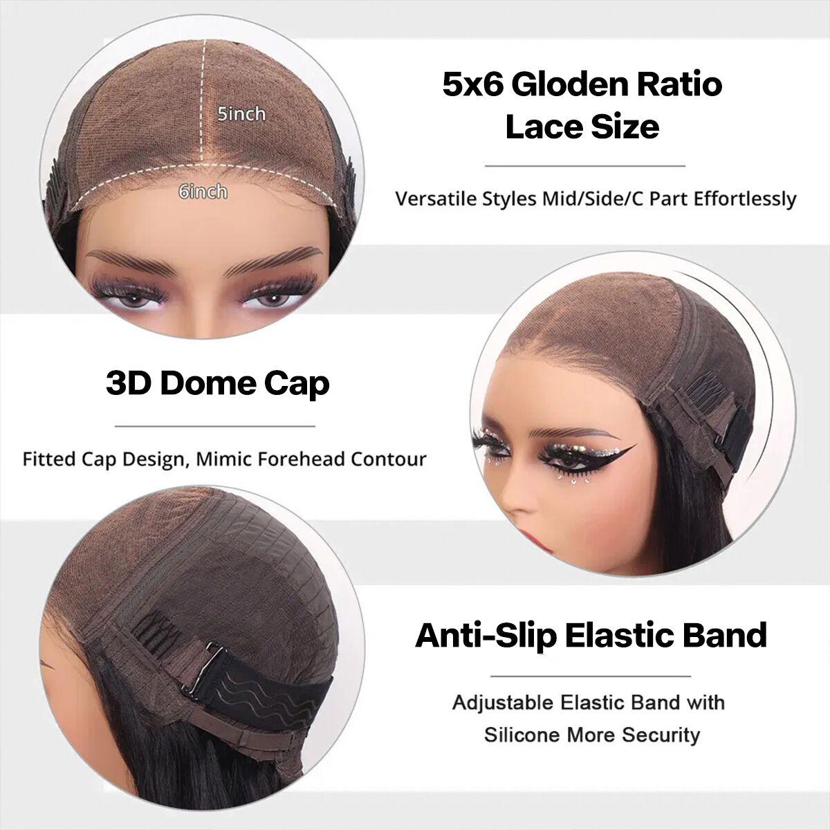 Mscoco Glueless Balayage Honey Blonde Highlight Human Hair Wig 1B 22 Body Wave & Straight Lace Wig 6x5 Wear And Go HD Lace Wig