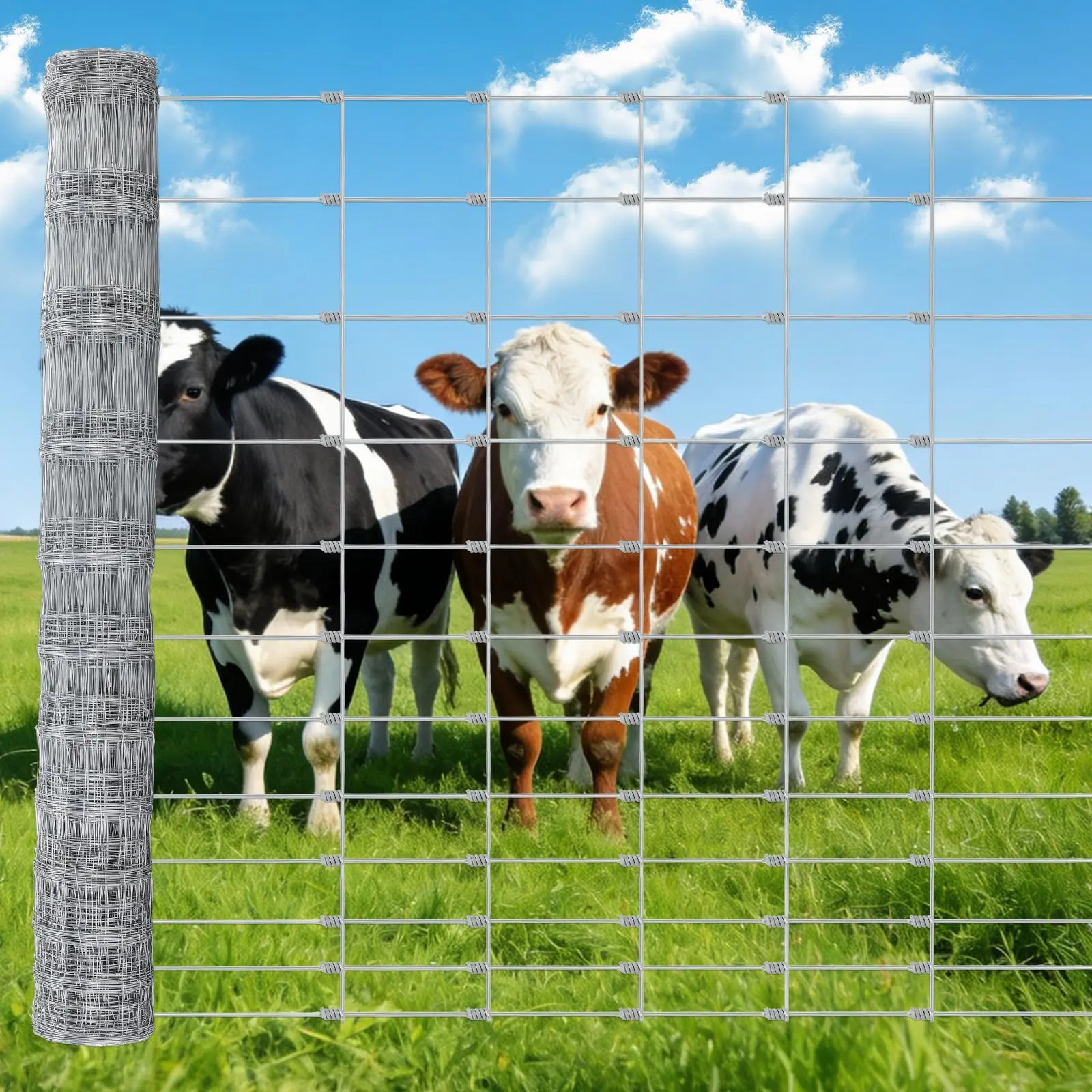 Cattle Fence 6ft x 164ft,Heavy Duty Galvanized Wire Fencing,Farm Wire Fence