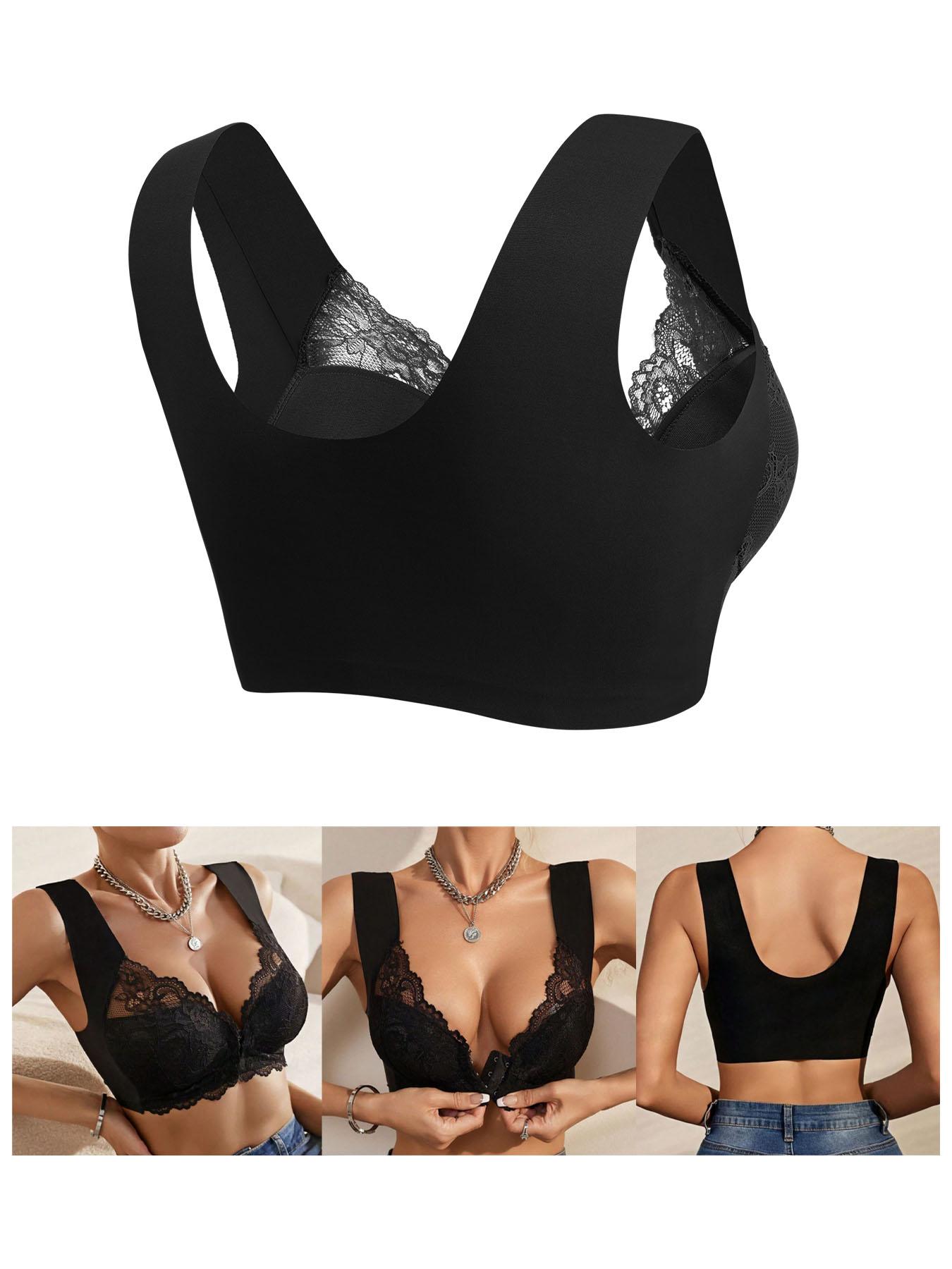 4 Pack Women's Solid Wireless Buckle Bra, Soft Comfy Breathable Basic Underwear, Medium Support, Fit, Casual Style, All Seasons Lingerie Top