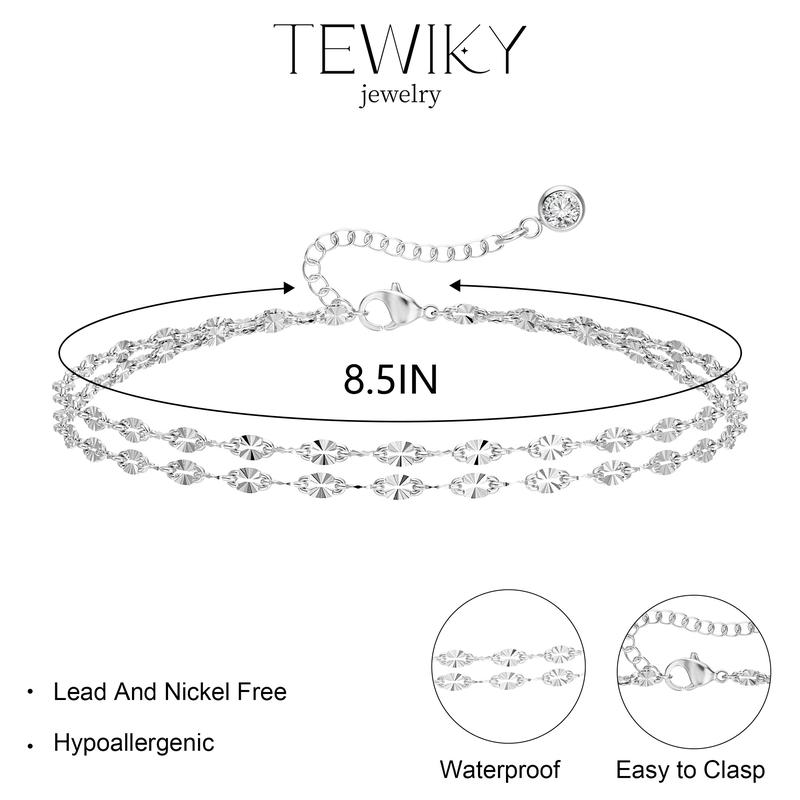 Tewiky 14K Gold Plated Lips Ankle Copper Bracelets for Women Dainty 14k Gold/Silver Plated Waterproof Layered Anklets Trendy Waterproof Fashion Jewelry Gifts for Women For Valentine's Day gifts