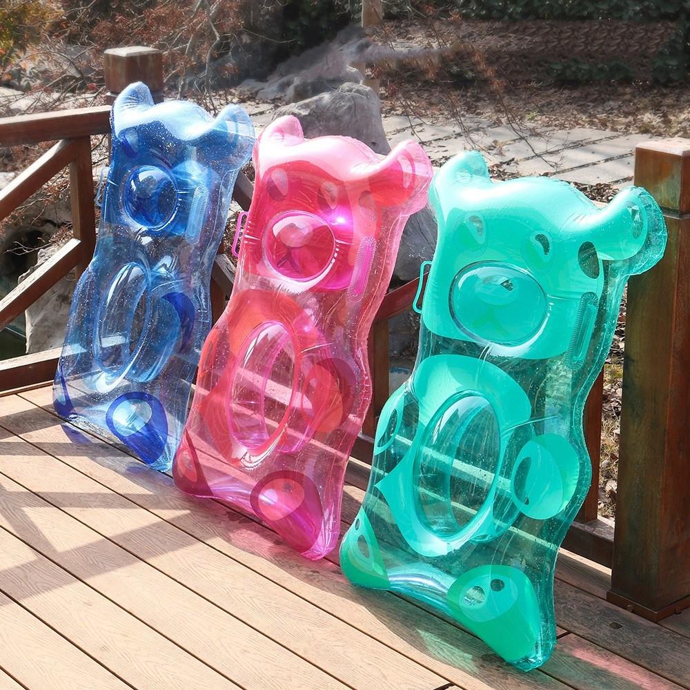 1pc Creative Jelly Bear Kids Water Board, Portable Handle Transparent Inflatable Surfboard, Fun Beach Toy for Children, Easy to Carry