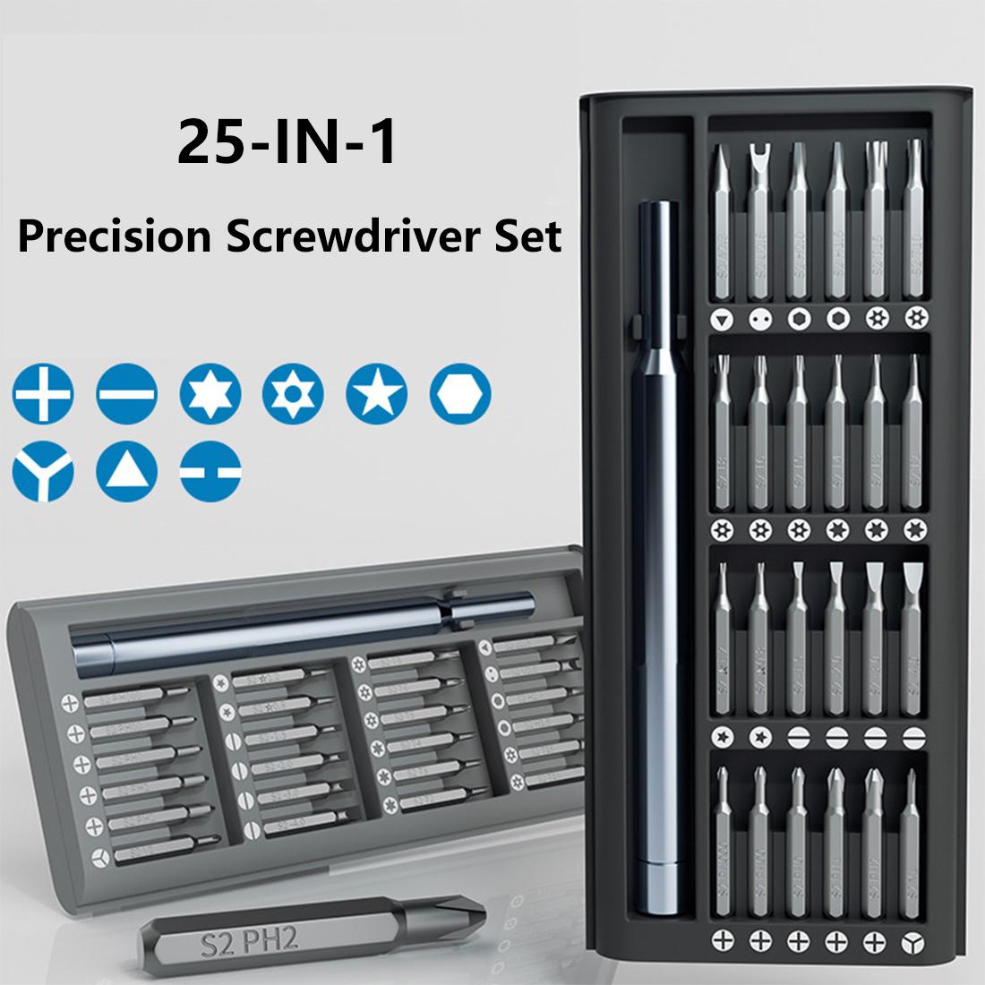 Compact 25‑in‑1 mini screwdriver repair kit – includes Torx bits, great for DIY, tech fixes & gift giving🔧