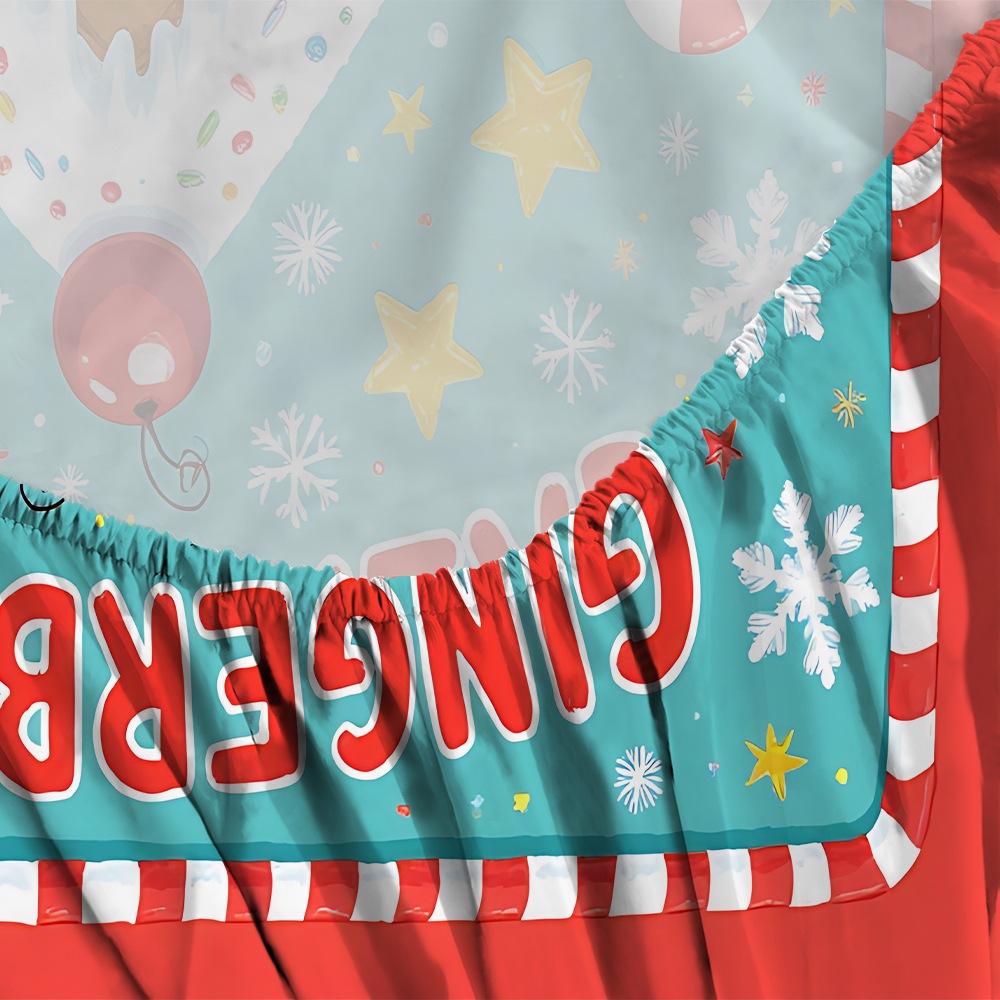 Fitted Sheet 3-Piece Set 2D Flat Gingerbread Man Pattern Mattress Cover (1 fitted sheet + 2 pillowcases, no insert), stylish, soft, and comfortable sheets, skin-friendly and breathable bedding, suitable for family bedrooms and guest rooms, all year round.