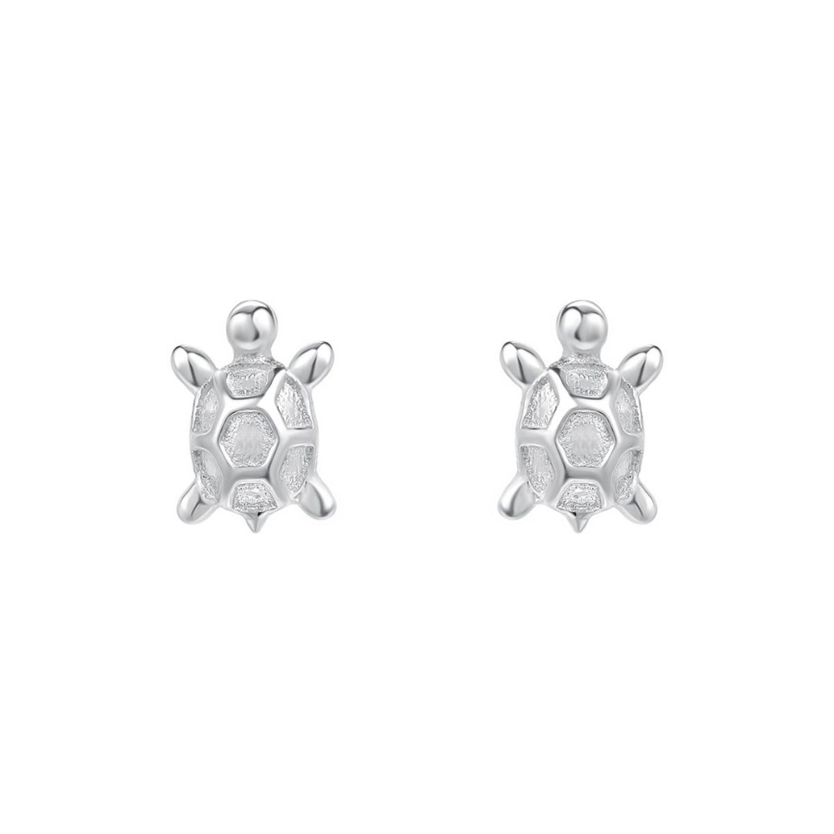 Women's S999 Pure Silver Turtle Stud Earrings - Unisex S999 Series Animal Motif Jewelry, Stylish Versatile Silver Accessories for Daily Wear & Commuting