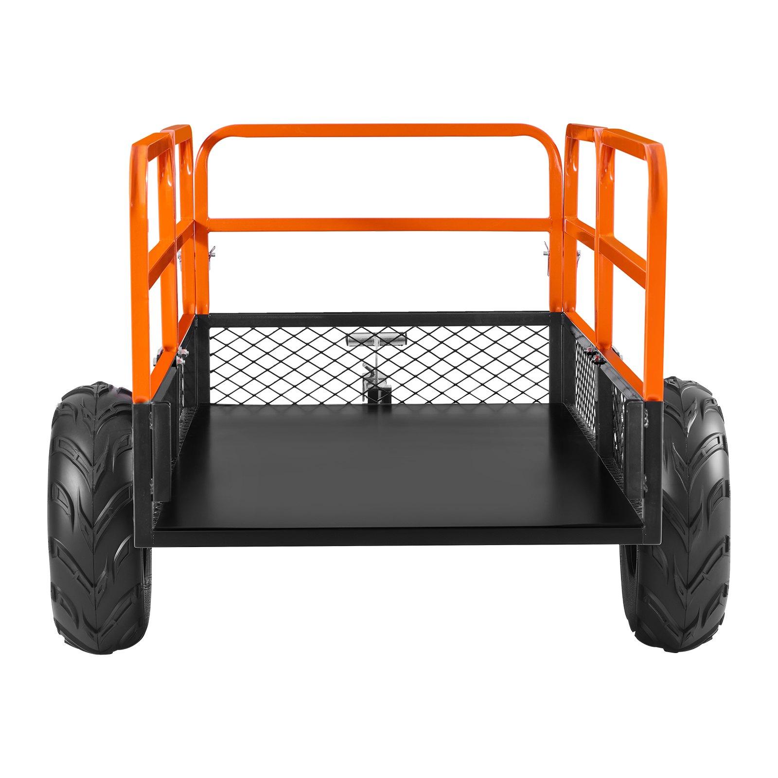 VEVOR Garden Utility Trailer, 22 Cu.Ft. & 1600lbs, ATV UTV Trailer, Tow Behind Steel Dump Trailers, Removable Rear Panel, Heavy Duty Pull Behind Yard Trailers for Lawn Mower Tractor Garden Waste