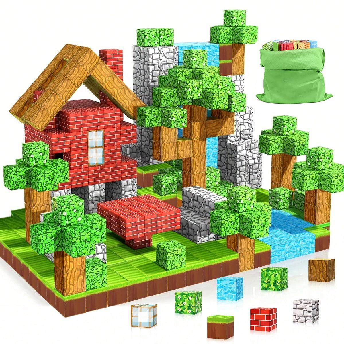 Magnetic Building Blocks Set, Magnetic Construction Set with Storage Bag, Educational Toy for Kids Aged 3+, Unisex Gift Choice, Includes 30 60 90 Pieces