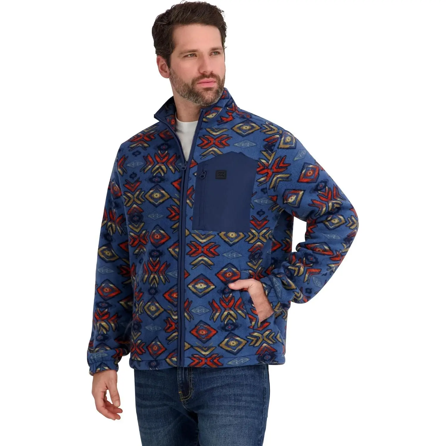 Billabong Men's Sherpa Bonded Polar Fleece Aztec Print Jacket