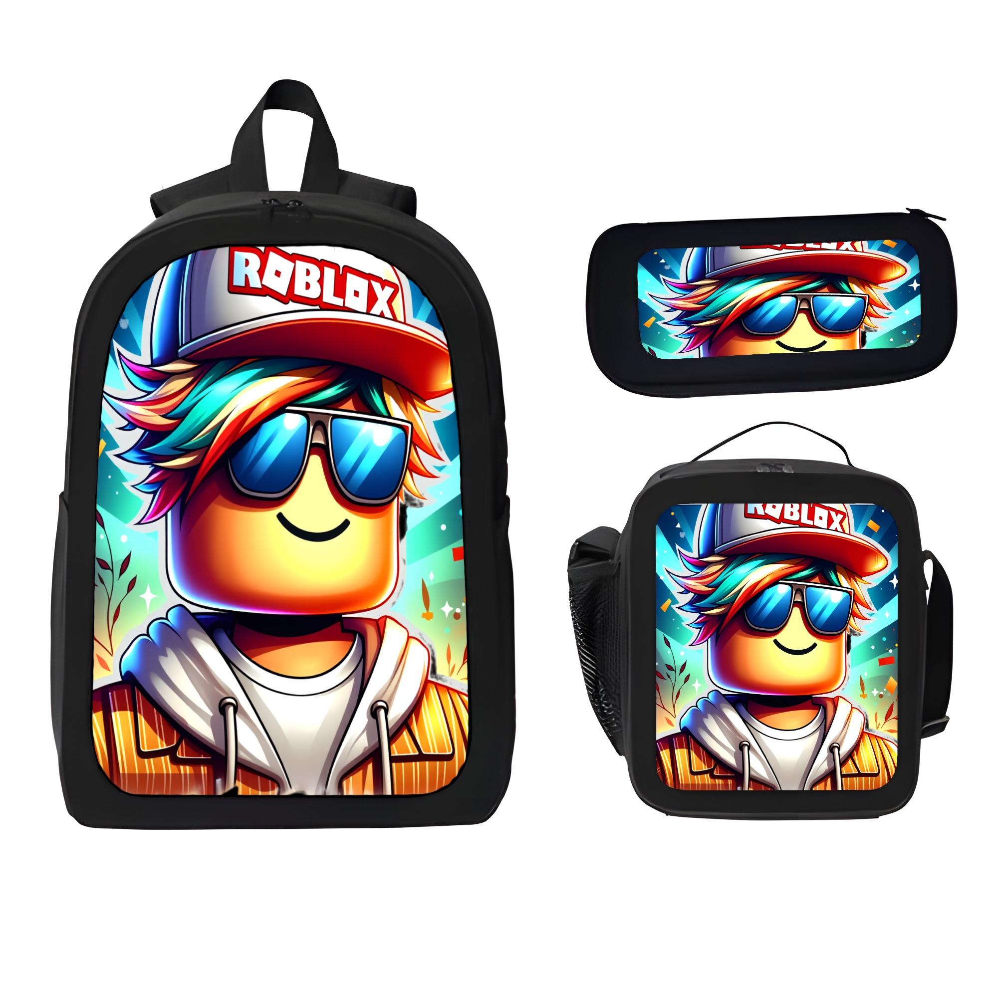[Vibrant Backpack] 3pcs Roblox Backpack Set |   Lightweight, Adjustable Strap, Wipeable Polyester Lining, Ideal for Daily Commute & School