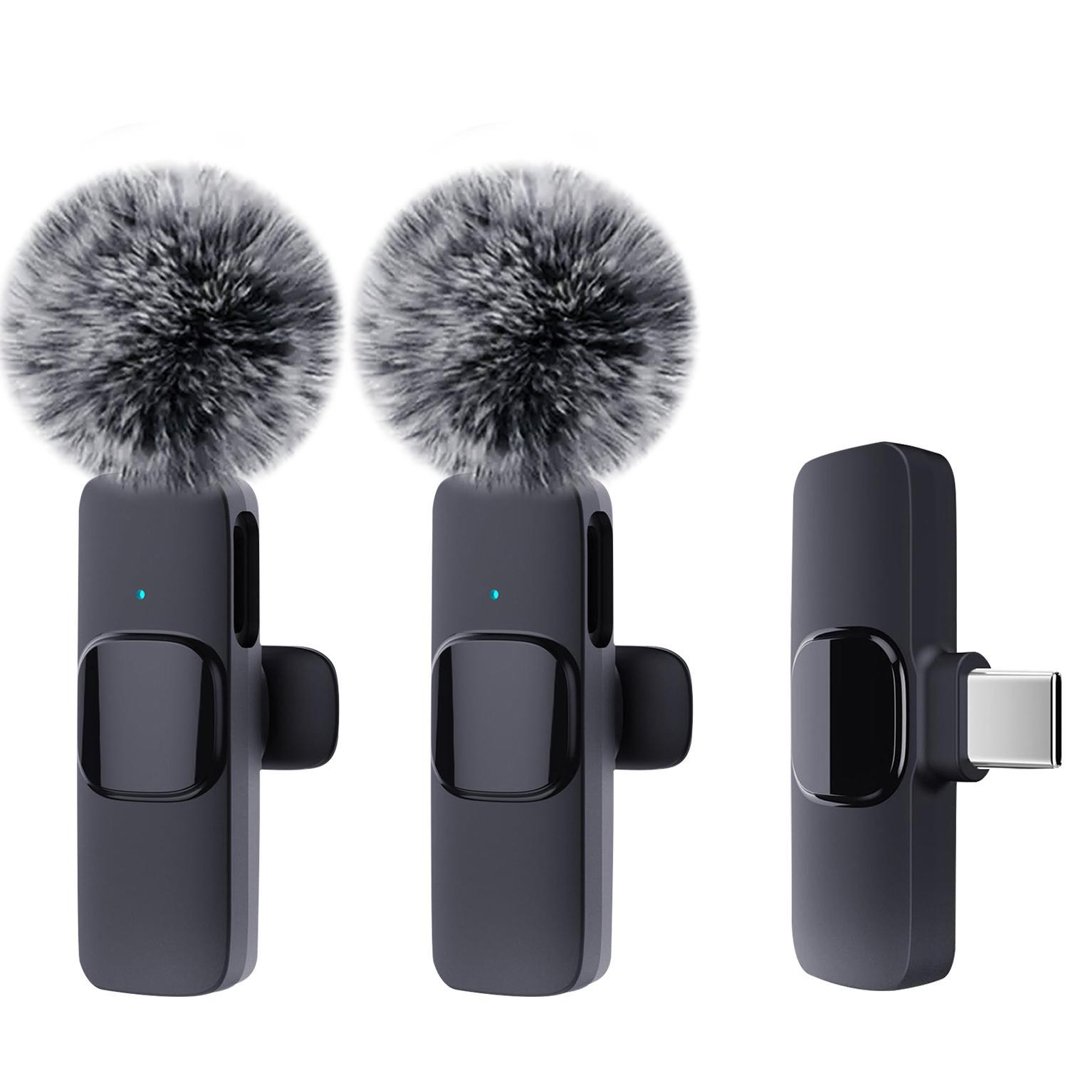 Wireless Lavalier Microphone for iPhone iPad TypeC Lapel Mics Plug-Play 2.4G Ultra-Low Delay Noise Reduction Chip Working Time for Video Recording Interview Podcast Vlog