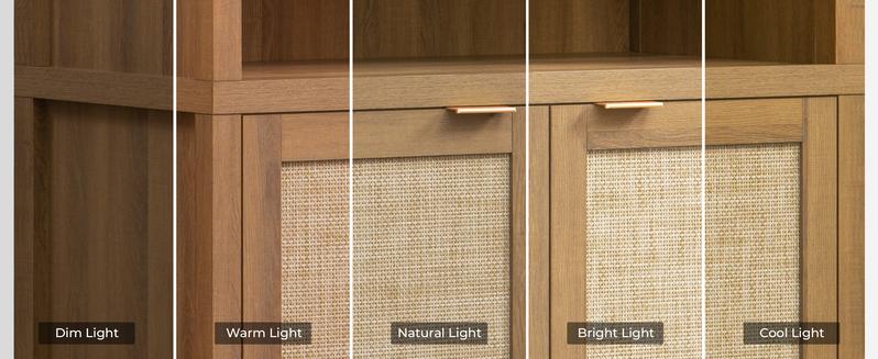 SICOTAS Book Shelf Arched Cabinet Bookshelf Arch 84.2" Tall Bookcase 5 Tier Large Bookshelves with Doors Storage Rattan Boho Wide Book Shelves Case for Living Room Kitchen Office Bedroom Library, Robust and Durable