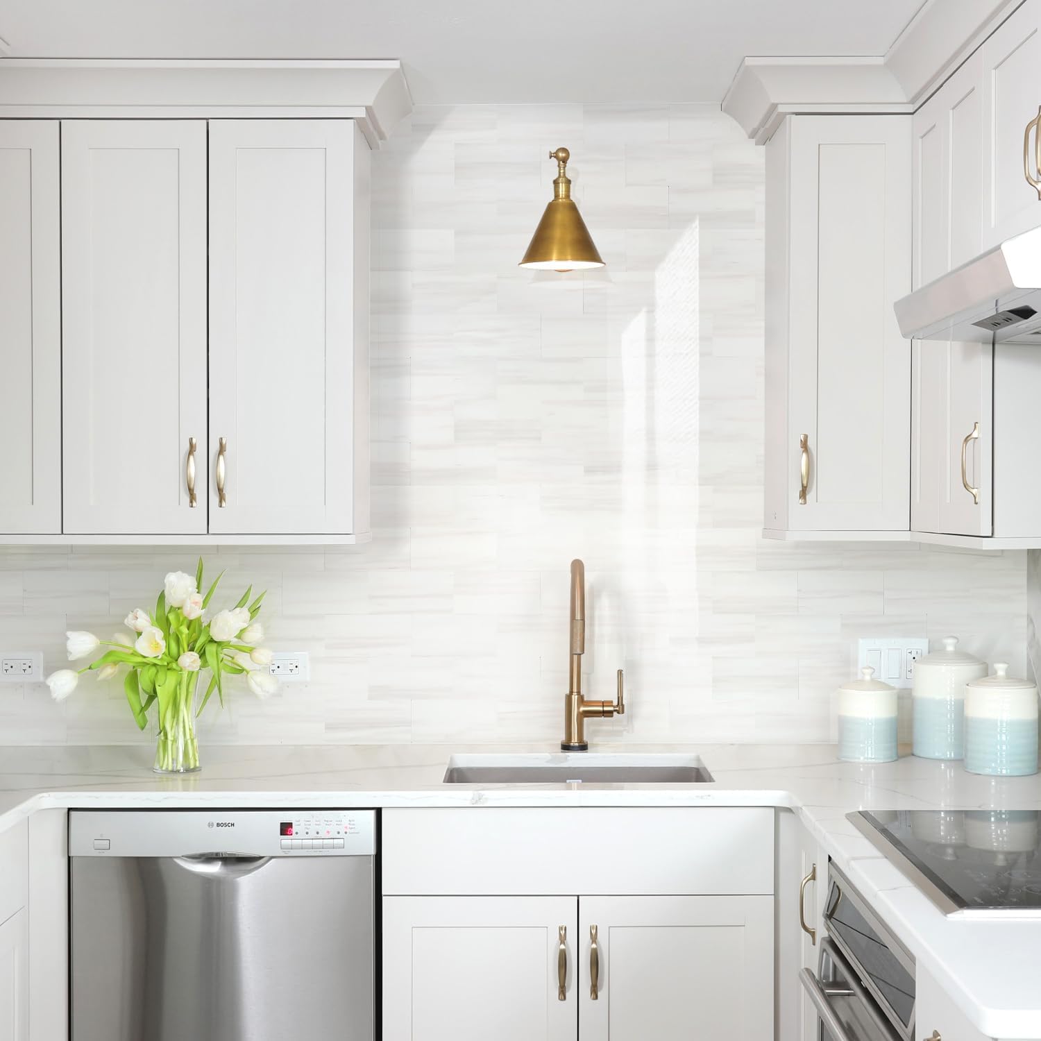 STICKGOO 10-Sheet Subway Tile Peel and Stick Backsplash, Seamless Design Polished Dolomite Kitchen Backsplash Wall Tiles, PVC Stick on Backsplash for Kitchen, Bathroom, RV, Fireplace STICKGOO 10-Sheet Subway Tile Peel and Stick Backsplash, Seamless Design Polished Dolomite Kitchen Backsplash Wall Tiles, PVC Stick on Backsplash for Kitchen, Bathroom, RV, Fireplace