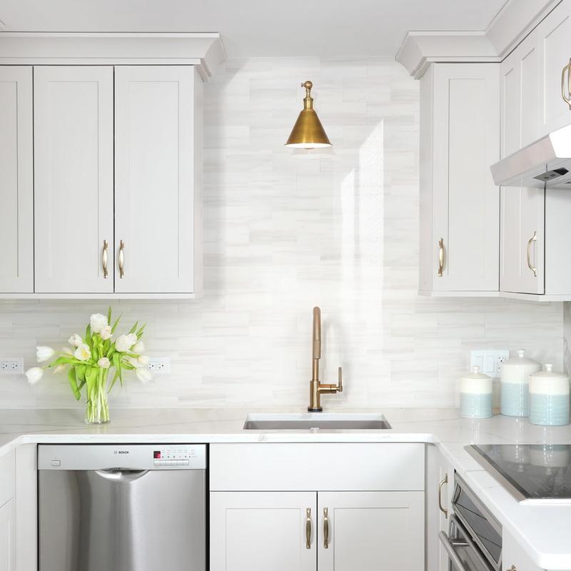 STICKGOO 10-Sheet Subway Tile Peel and Stick Backsplash, Seamless Design Polished Dolomite Kitchen Backsplash Wall Tiles, PVC Stick on Backsplash for Kitchen, Bathroom, RV, Fireplace