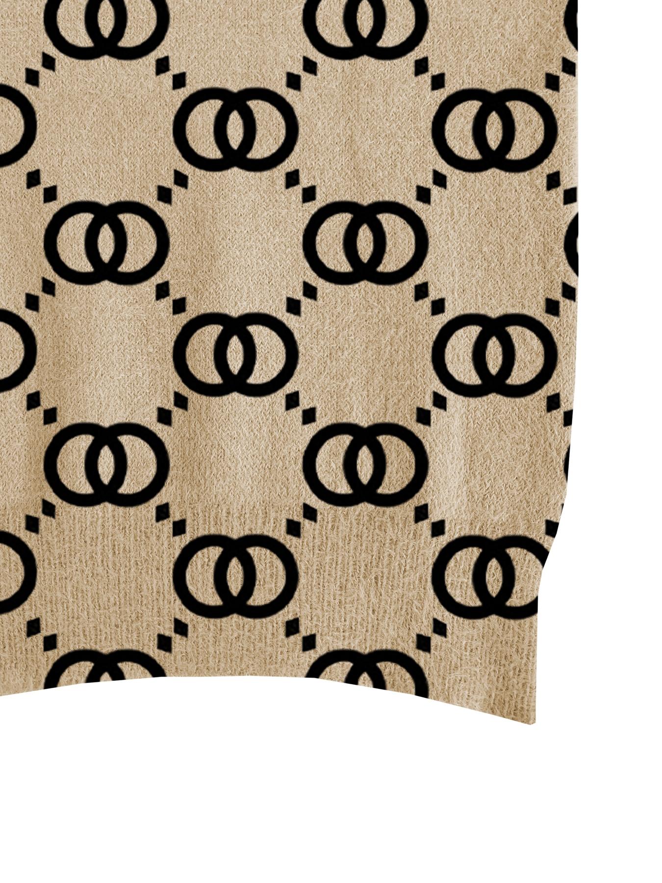 Women's Geometric Patchwork Print Stand Collar Short Fitted Sweater, Casual Sleeveless Knit Top for Spring Fall Winter, Comfortable All-Season Wear