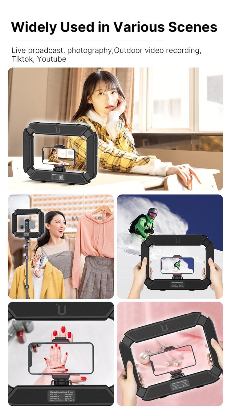 Ulanzi U200 Handheld Ring Light, Photography Led Video Rig BI-color Camera With phone clip cold shoe for Youtube Live Rig, Video Stabilizer for Camera, Smartphone, Action Camera, YouTube, Setup, Filmmaking, Makeup, Vlogging