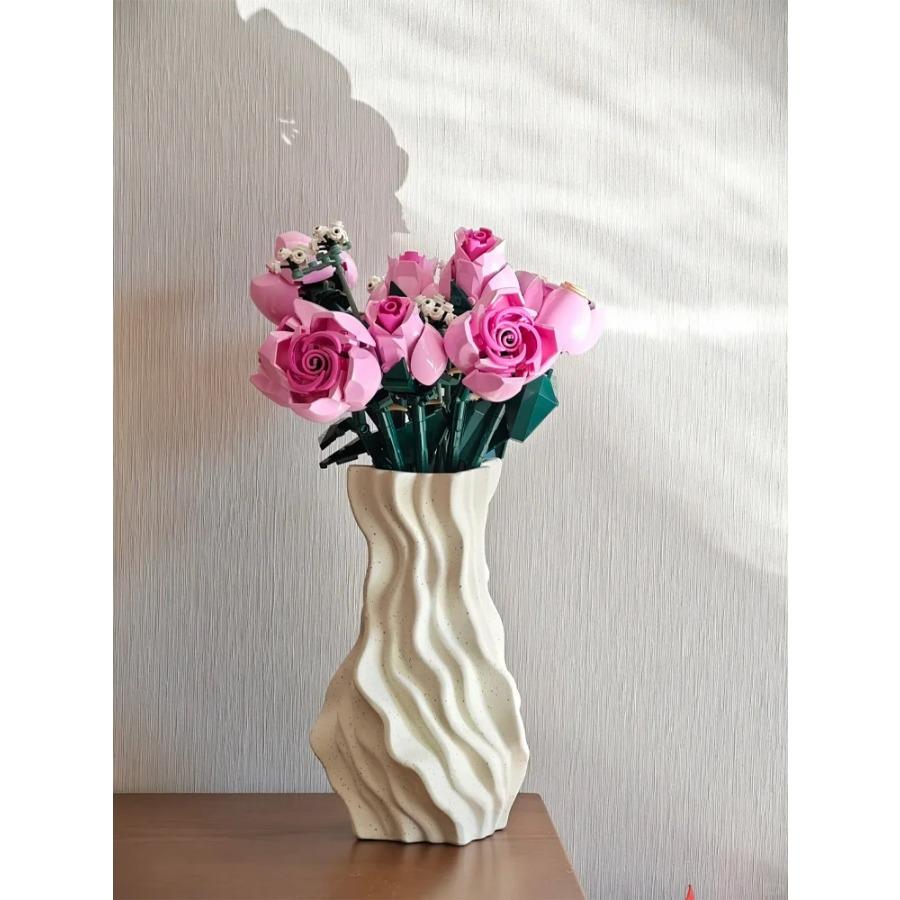 New Technology Pink Rose Bouquet 10374 Building Blocks Sets