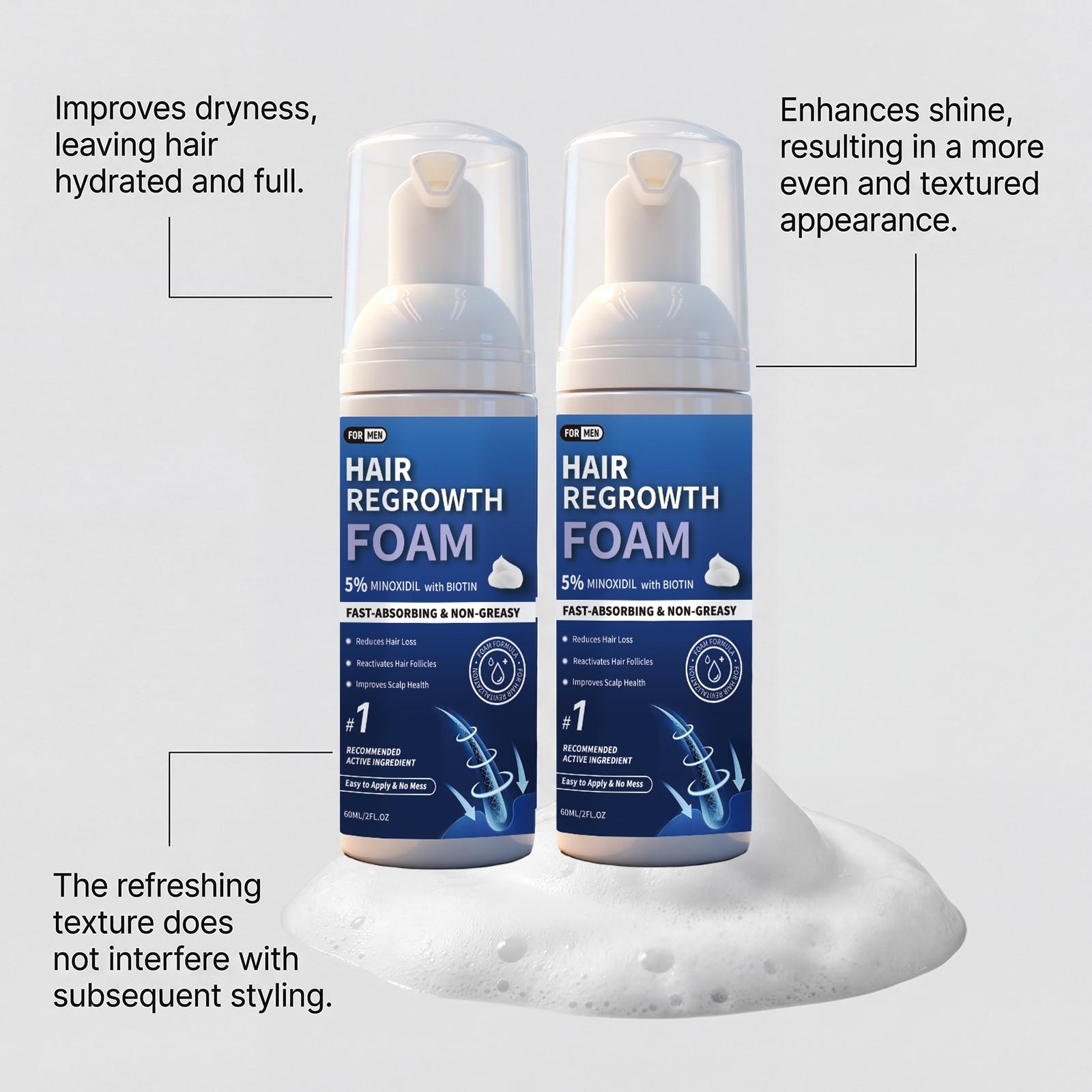 Men's Hair Foam Mousse, Gentle Cleansing Oil Control, Volumizing Confidence Hold, Glossy Styling Mousse, Smooth and Shiny Finish