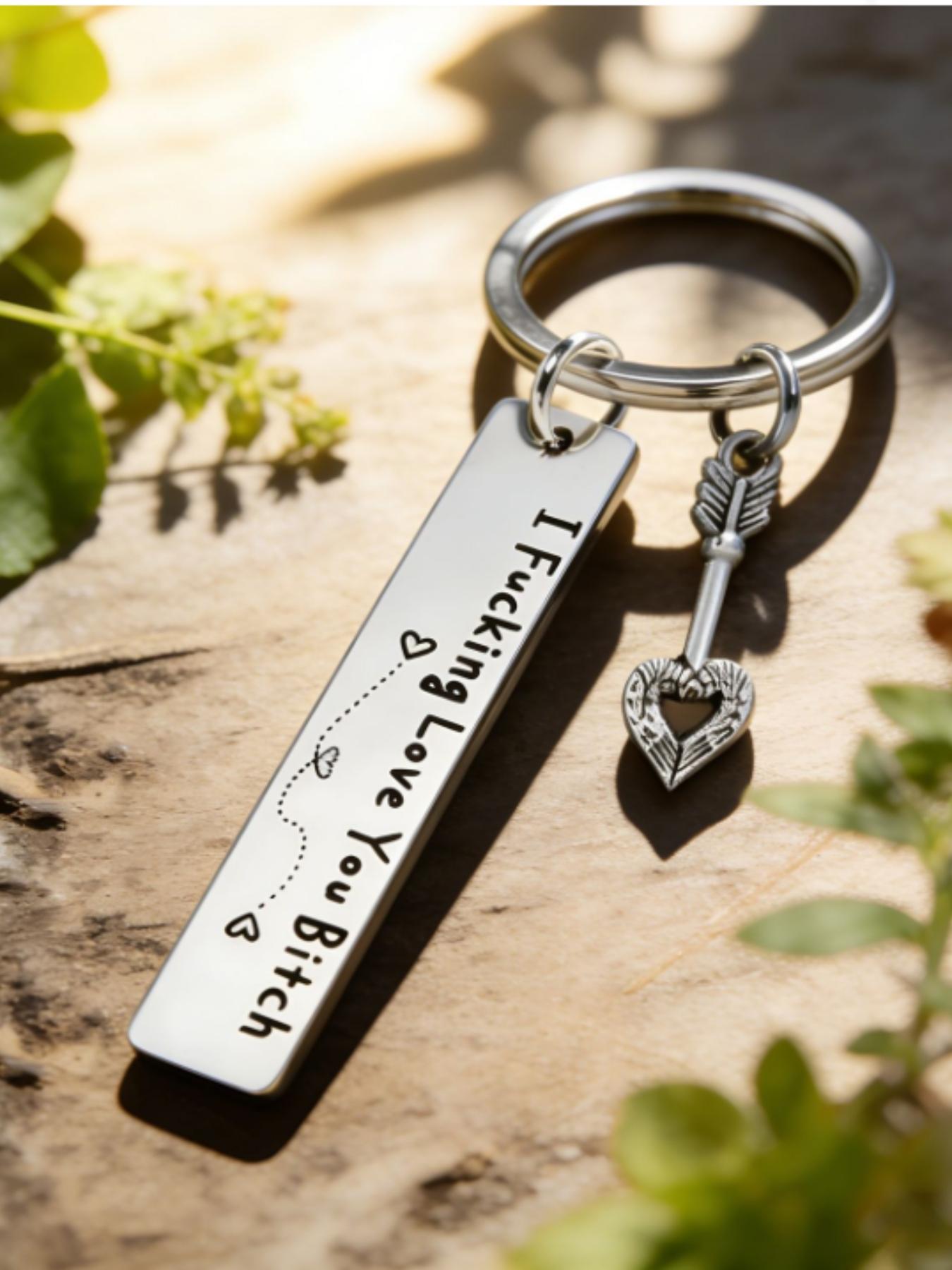 Best Friend Keychain for Women, Stainless Steel Key Chain Engrave I Fking Love You Bith Birthday Christmas Friendship Gift for Bestie Best Friends Female Bff