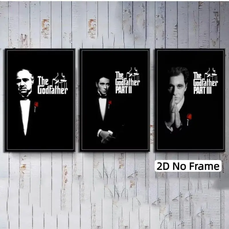 3pcs the Godfather Trilogy Wall Art, Classic Gangster Movie Poster, Vintage Decor for Boys' Bedroom, Retro Atmosphere Painting