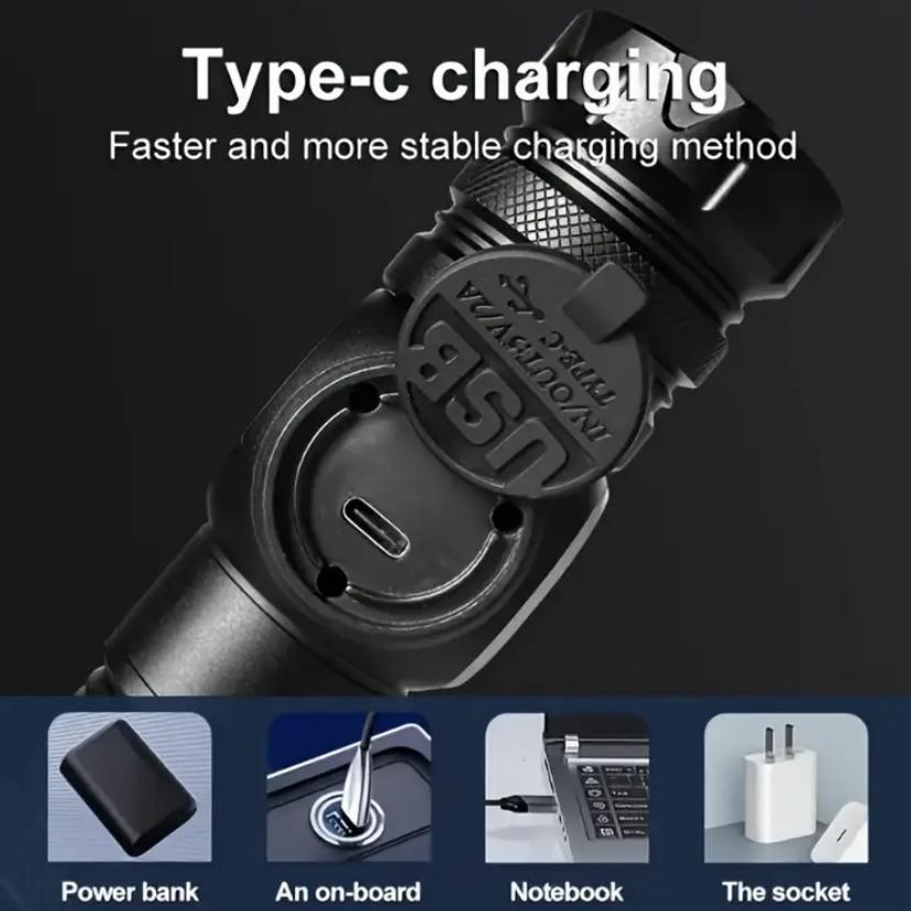 Rechargeable Pocket Flashlight, USB Rechargeable Flashlight, Five Modes LED High Lumen Light, Ultra Bright Lamp with Strap, Ideal for Emergencies, Camping, Hiking, Portable Flashlights