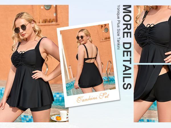 Yonique Plus Size Tankini Swimsuits for Women's with Shorts Flyaway Bathing Suits Two Piece Swimwear Ladies Summer Beach Holiday Swimwear Yonique Plus Size Tankini Swimsuits for Women's with Shorts Flyaway Bathing Suits Two Piece Swimwear Ladies Summer Beach Holiday Swimwear