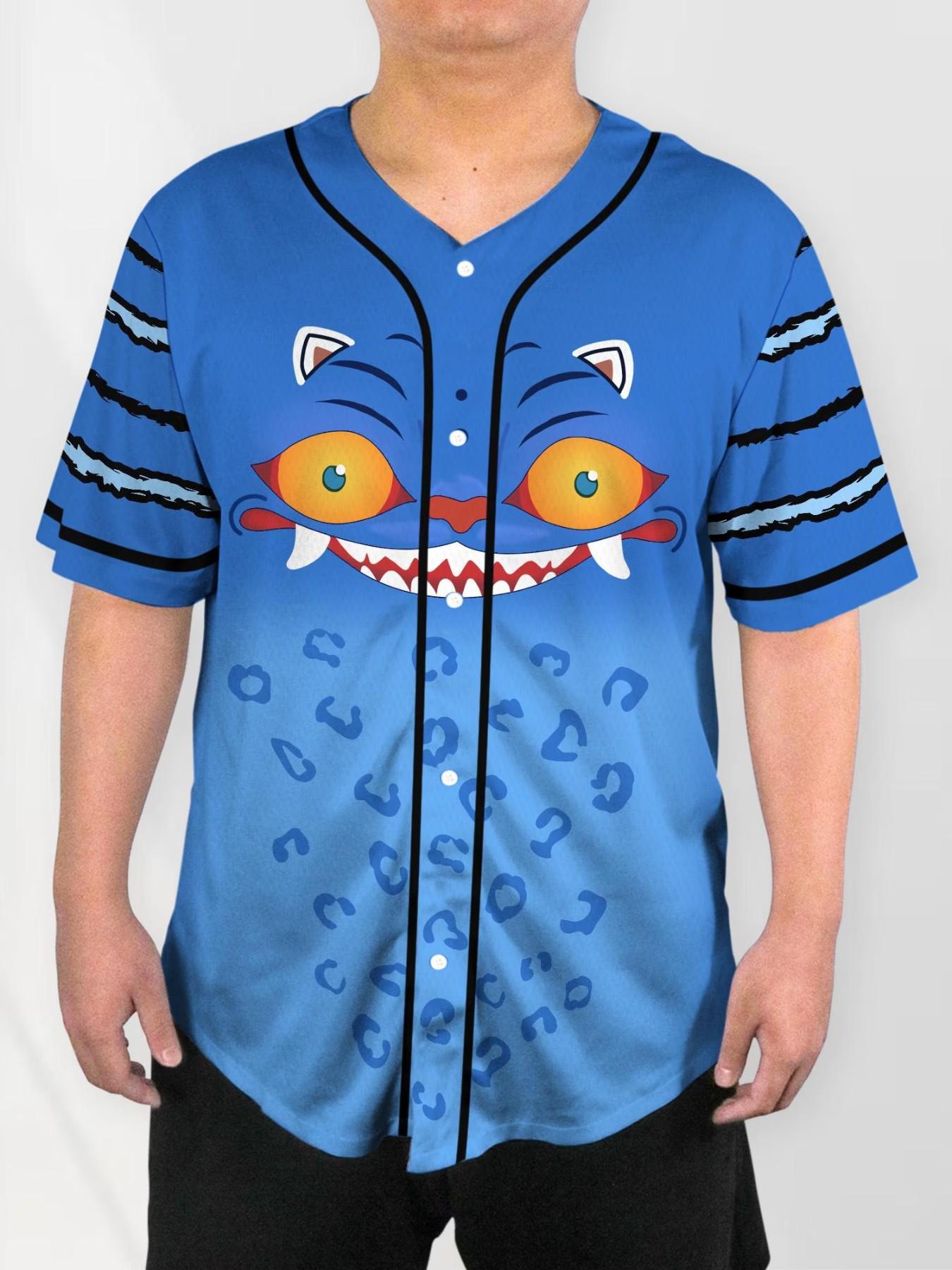 Men's Tiger Baseball Shirt, Sporty Long Sleeve Anime Top, Streetwear Gift Tee, Breathable Polyester Fabric, Comfortable and Durable