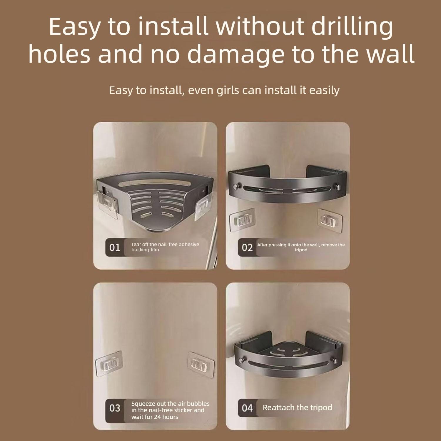 Corner Shower Rack, No-Drill Suction Cup Corner Shelf, Rustproof Abs Plastic Wall-Mounted Bathroom Organizer, Space-Saving Shower Caddy