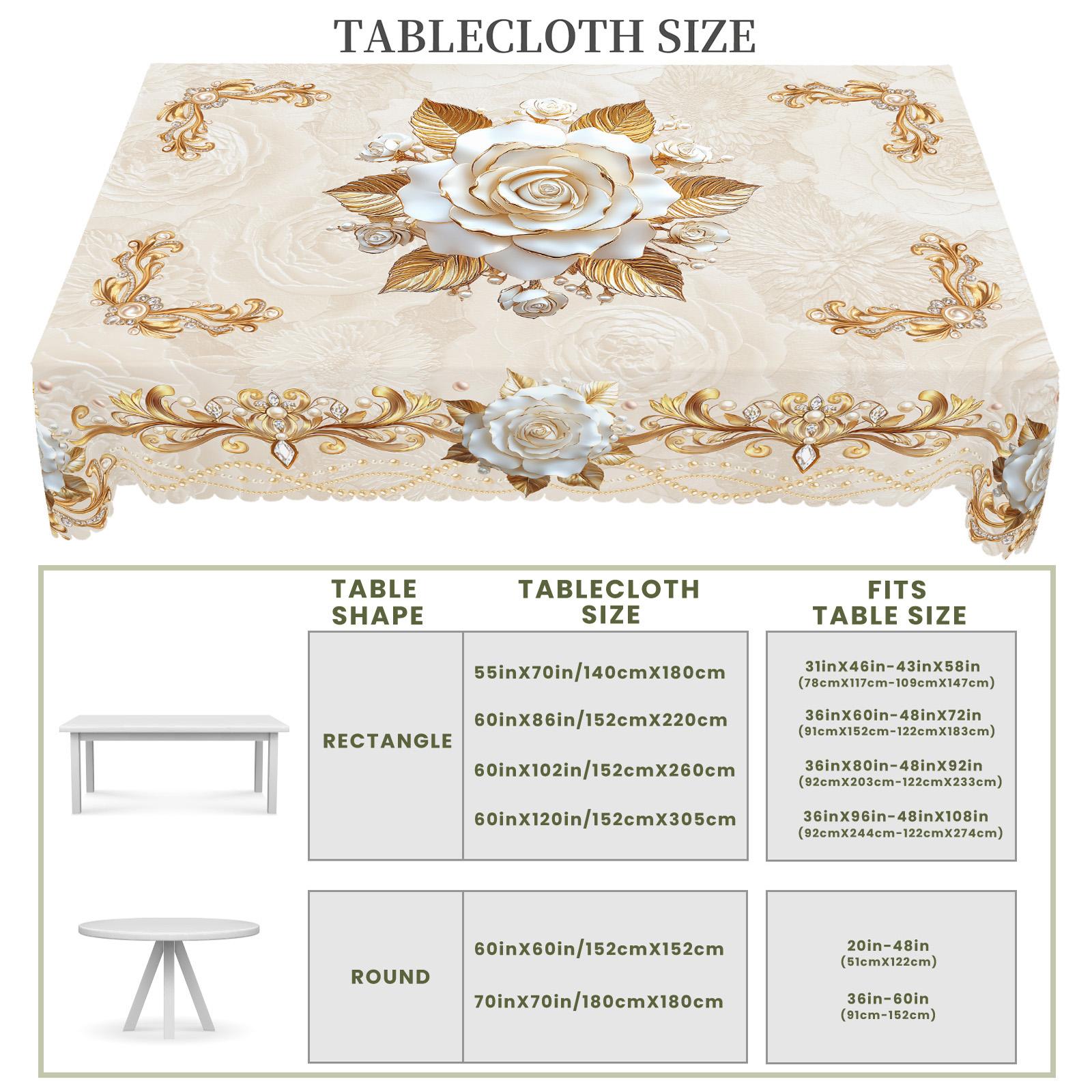 PUFMATE Floral Tablecloth, French Elegant Floral Print Tablecloth, Rectangle Round Multiple Sizes Table, New Year Party Decor, Outdoor Gardens, Festive Gatherings, Valentine's Day, Restaurant Banquet Decorations, Family kitchen Room Decorating