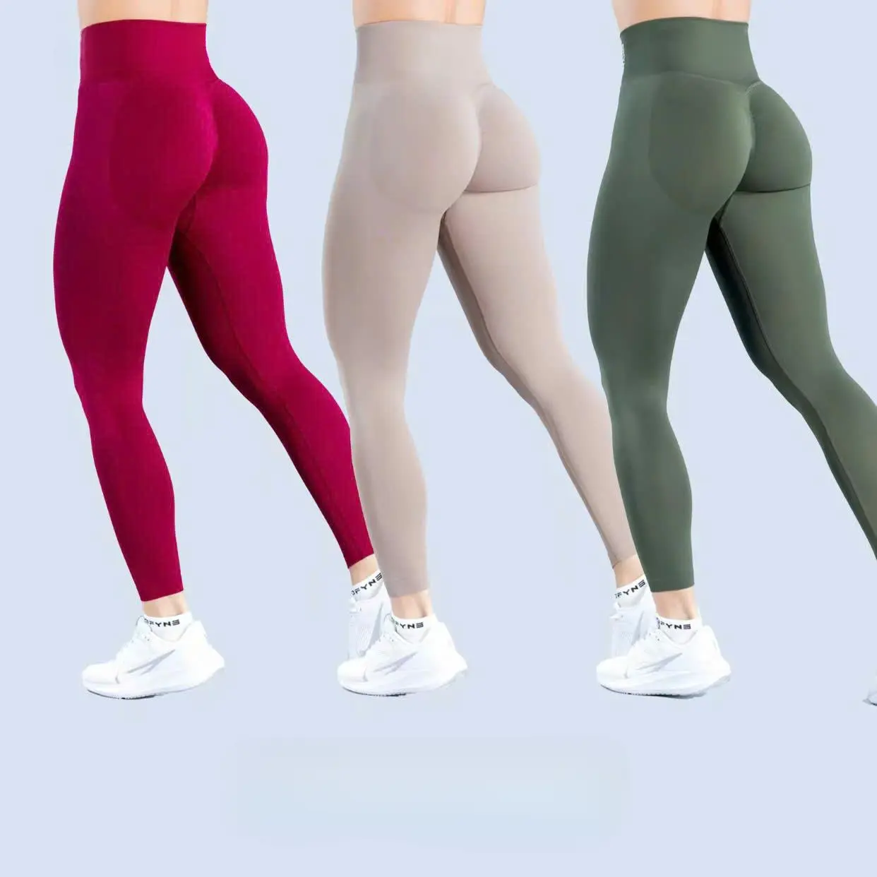 Women's Dynamic Seamless Ribbed Low-Waist Gym Workout Leggings - High-Stretch Activewear Bottoms for Fitness Activity, Workout Clothes Women with Ribbed Waistband