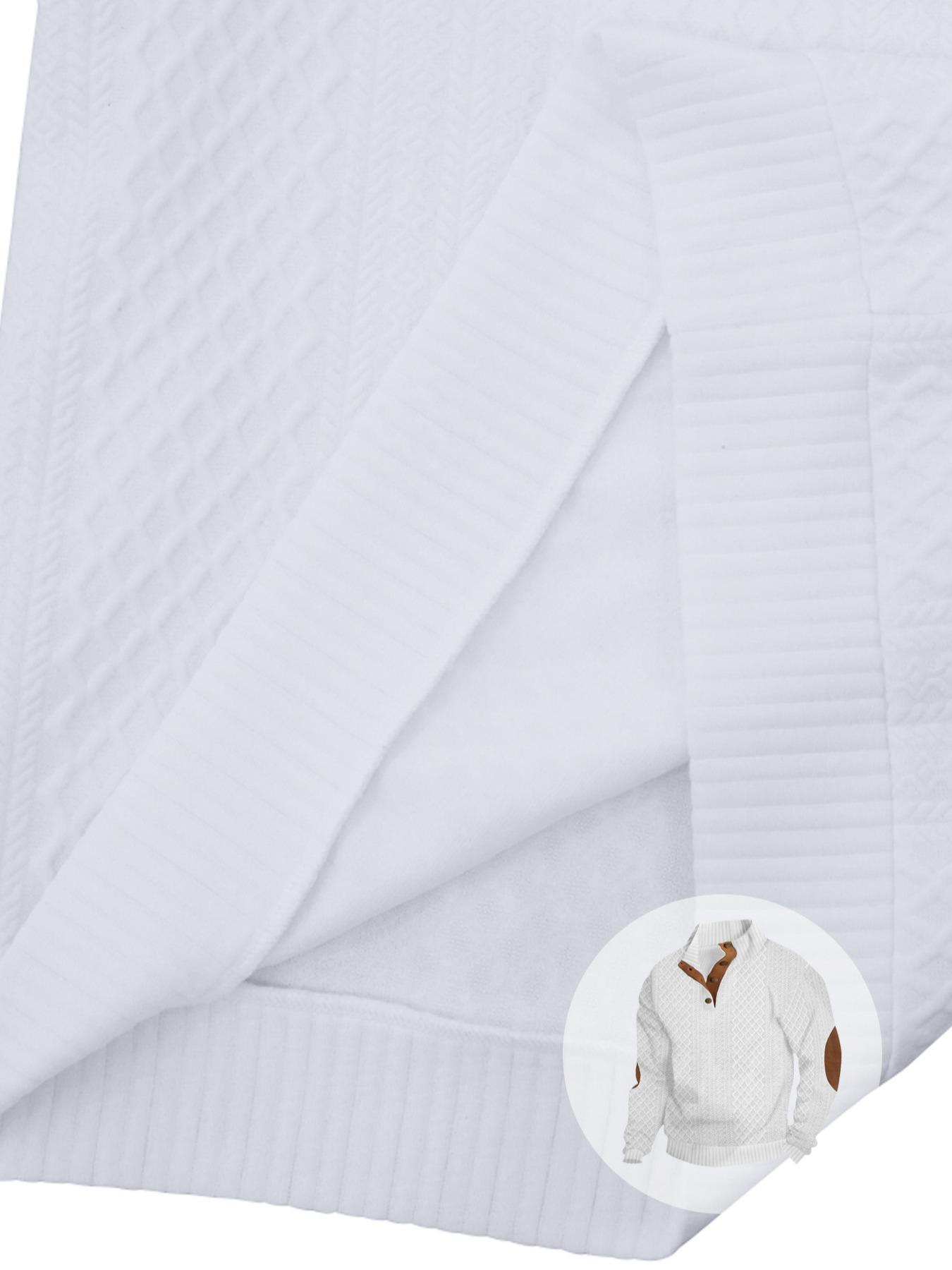 Men's Outdoor Letter jacquard Casual Pullover Tops, Quarter Button, Long Sleeve Stand Collar Fitted Pullover, Daily Wear, Polyester Fiber Material Knitwear, Street Style Casual Sporty Stylish Sweatshirt, Spring and Autumn Seasons.