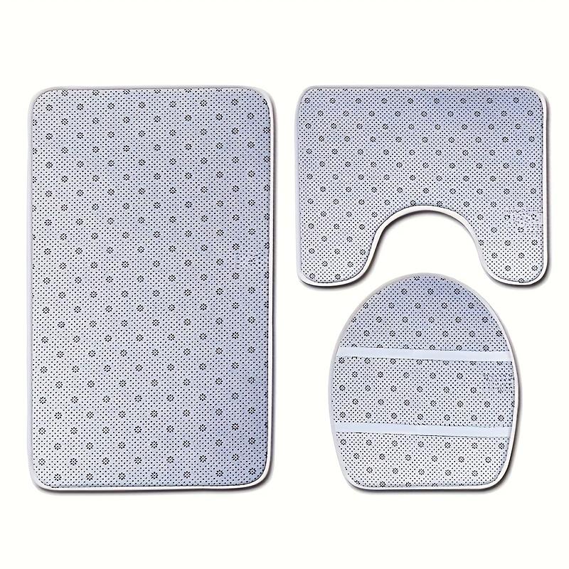 2D Flat, 2D Flat, 2D Flat Printing, 3pcs Lawn Grass Pattern Bathroom Mat And Carpet Set, Toilet Lid Mat, Toilet U-Shaped Pad, Fleece Material, Soft Surface