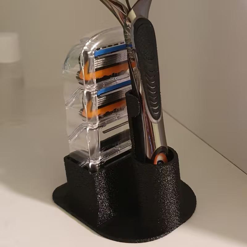 Bathroom Sink Shaving Razor Stand, Manual Beard Trimmer Storage Holder, Bathroom Organizer, Durable Plastic, Ideal Gift for Men and Home