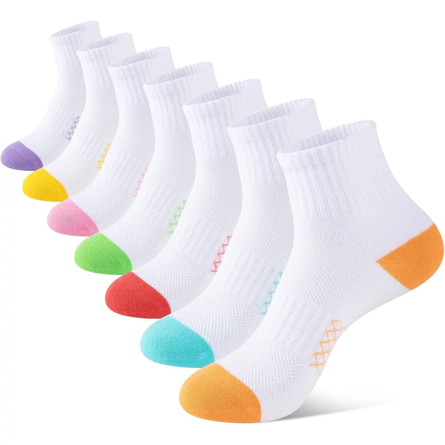 7 Pairs Women's Thin Cotton Ankle Quarter Socks Casual Athletic Gym Mini Crew SocksGift
