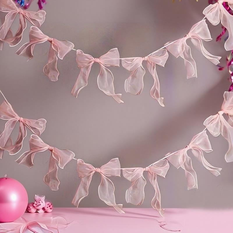 Bow Pull String Birthday Party Decoration, Valentine's Day Wedding Party Background Decor, Banner Festival Gathering Wall Decor