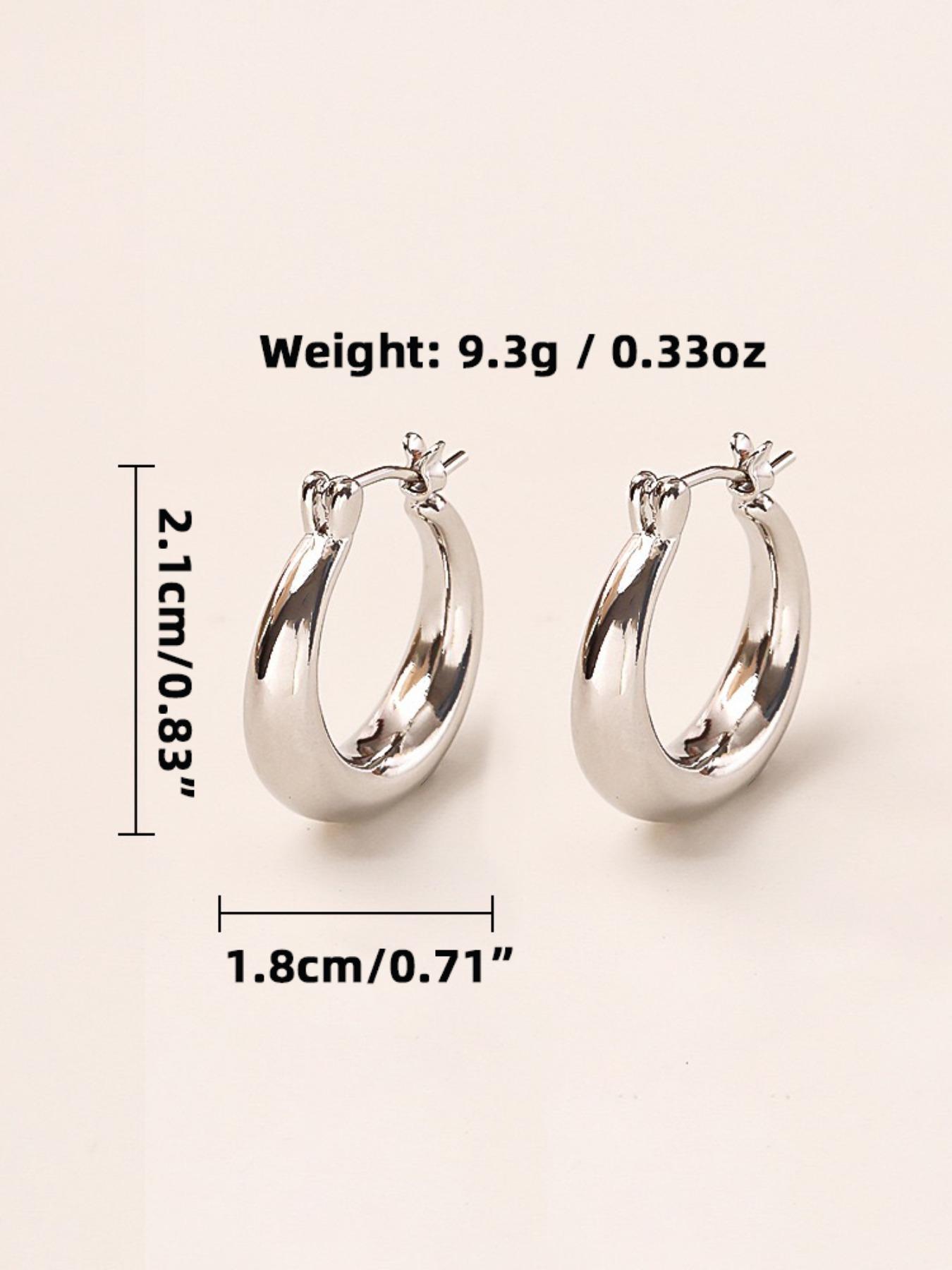 High-End Glossy Hoop Earrings, Lightweight Luxury Smooth Circle Studs, Elegant Random Print Design, All Seasons Wearable Jewelry