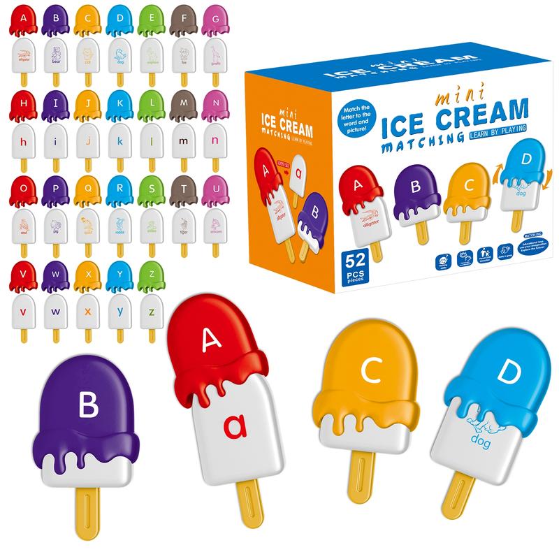 Ice Cream Shaped Alphabet Letters Matching Toy, 52pcs/set Counting Toy, Learning Toy for Boys Girls, Fine Motor Skills Toys #TOP PICKS