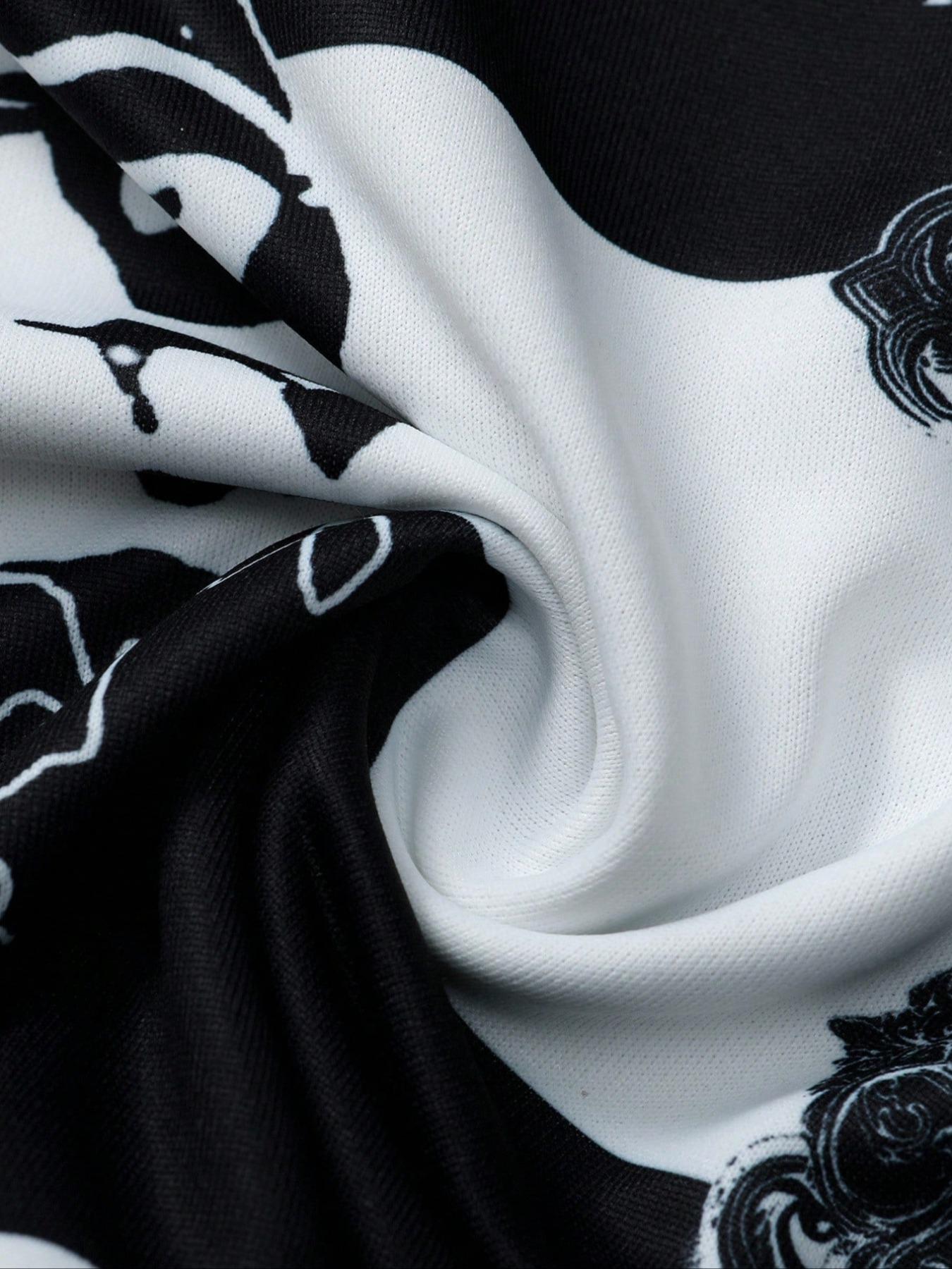 Unisex Y2K Style Virgin Mary & Saints Cross Print Striped Hoodie, Casual Streetwear, Couple, Trendy Pullover, Men's Gift