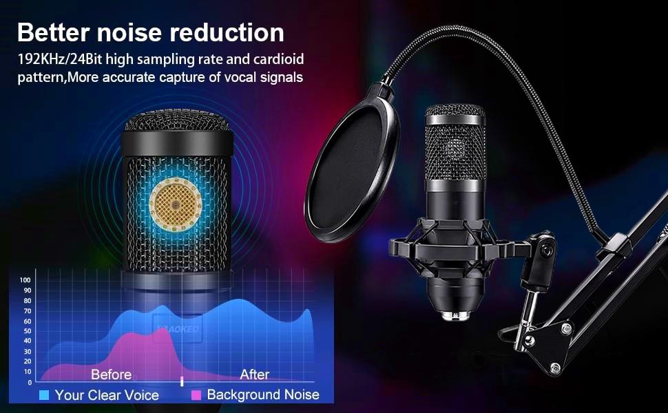 ZealSound Podcast Equipment Bundle, BM800 Podcast Microphone Bundle with V8s Voice Changer, Condenser Microphone Recording Studio Package for Podcasting Live Streaming Singing PC Mobile TikTok YouTube