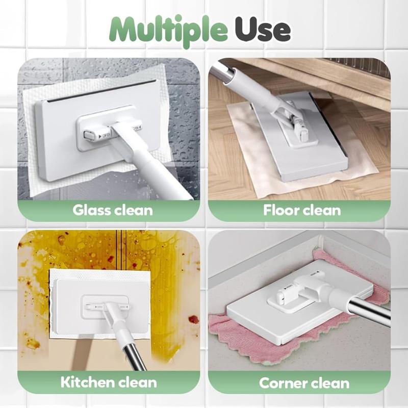 Snap Grip Mini Mop, Cloth Changing Mini Mop, Zero Touch Mini Mops, Disposable Dust Mop with 8/10 Reusable Cloths, Long Handle Wet and Dry, All Rags Can Be Installed, Retractable Gap Dust Cleaner Flat Mops with Locking Head & Sweeping Cloths for Multi Clea