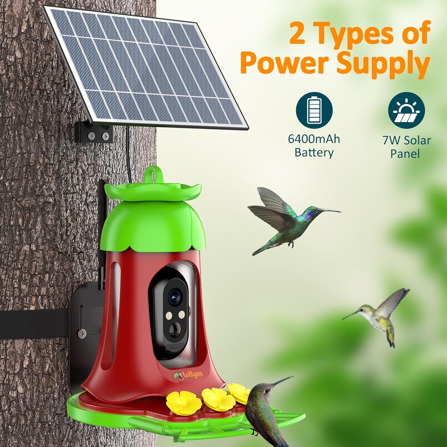 Outdoor Hummingbird Feeder Camera, A Unique Gift for Bird Lovers, Enjoy Bird Watching with 3 Feeding Ports and Smart Camera Technology,Create Memories and Connect with Nature in Your Own Backyard