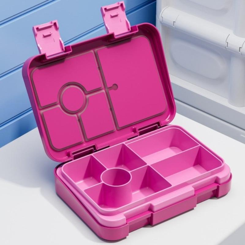 Portable Dual-Clasp Student Bento Box, Leak-Proof Lunch Container with Compartments, Square Microwave Heating Friendly