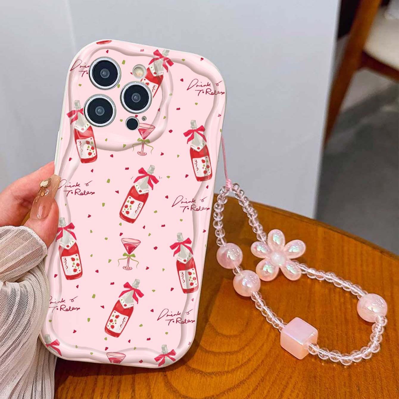 Cute Cat Design Tpu Phone Case with Lanyard, Shockproof Wave Edge, Compatible with Apple Models 11-17 Pro Max, Perfect Gift for Girls