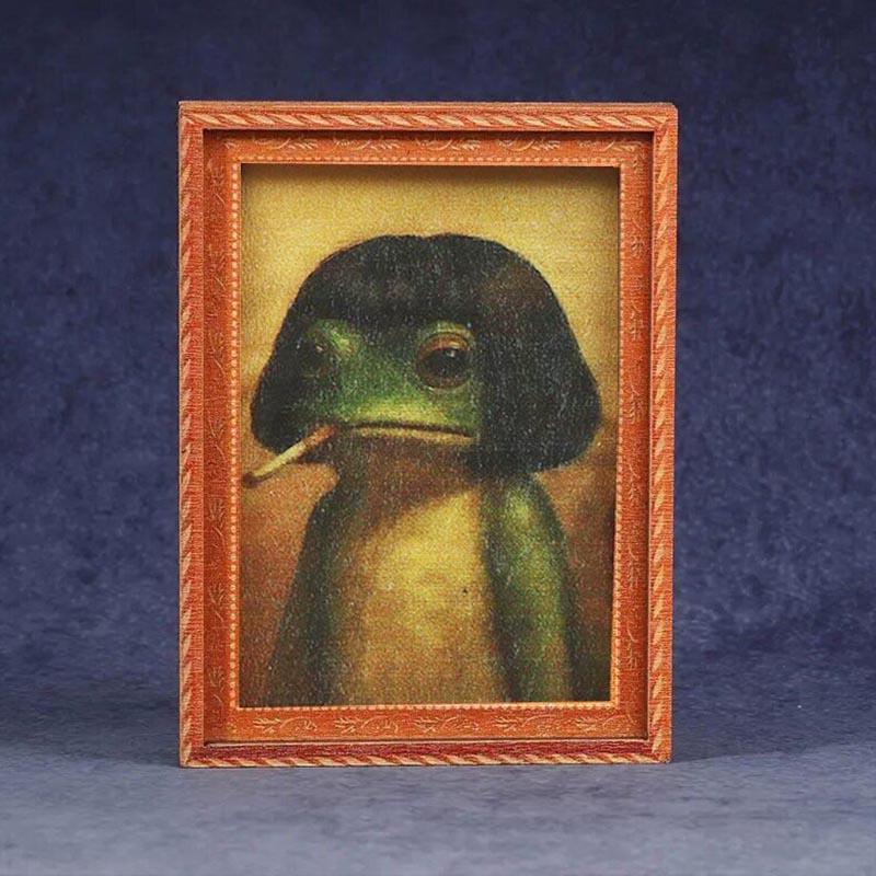 1pc Funny Fun Frog Refrigerator Stickers, Wooden Refrigerator Stickers, Whimsical Frog Refrigerator Stickers, Wooden Photo Frame Refrigerator Stickers, Magnetic Creative Refrigerator Stickers, Photo Frame Frog Refrigerator Stickers, Funny Gifts